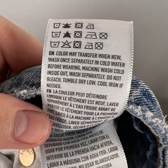 American Eagle Womens Embroidered Floral Denim Mini Skirt Size 2 Festival Boho - Picture 15 of 15